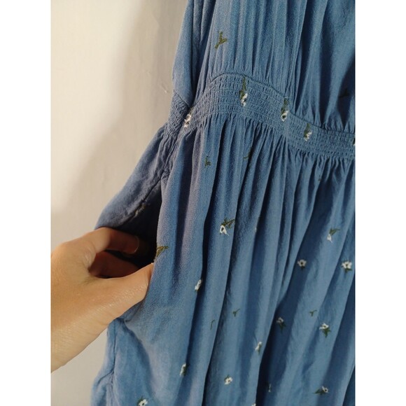 Old Navy Tiered Maxi Dress Large Tall Embroidered Cottage Boho Western Beachy - Picture 8 of 10